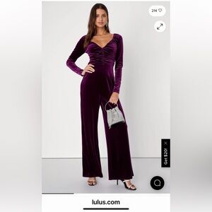 Lulu's Deep Purple Velvet Jumpsuit NWT…Sz M..$49